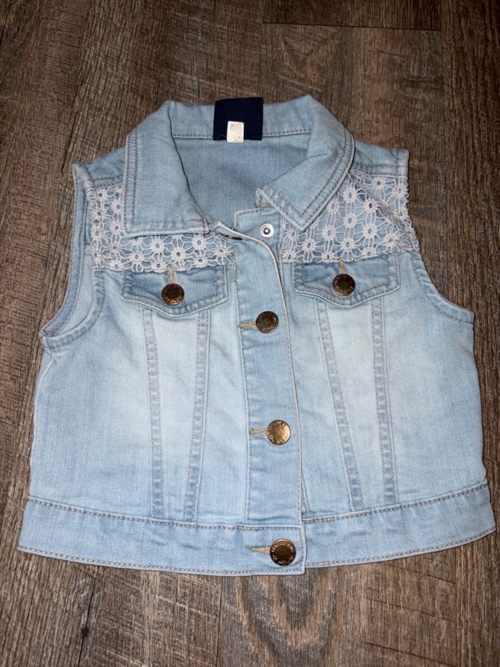 🌸 $10 SALE 🌸 Toddler Girs Denim Vest with Lace Trim